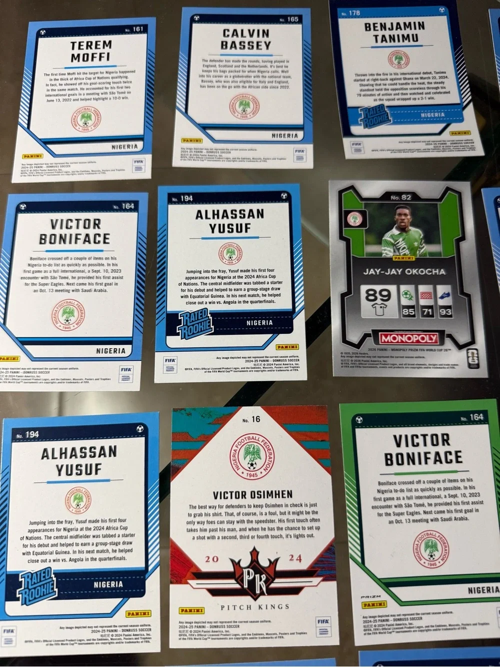16 Nigeria National Team soccer card lot FIFA World Cup Monopoly.